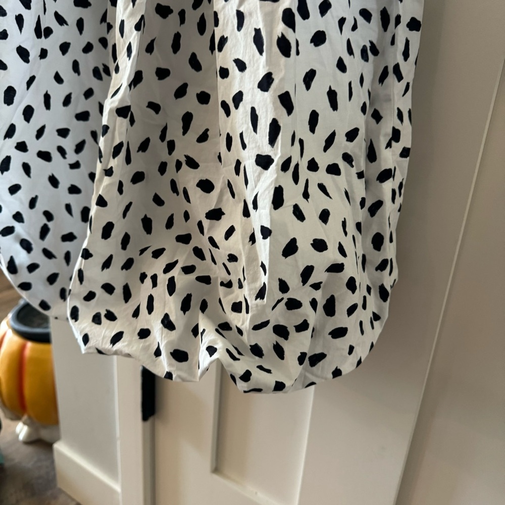 NEW On 34th White Black Spotted Bubble Hem Dress Large - Picture 5 of 5